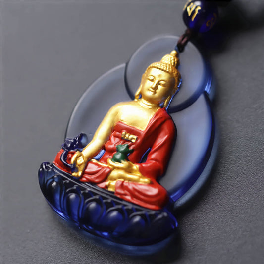 Buddha-Steine, Tibet, Medizin-Buddha, Liuli-Kristall, Mitgefühl, Halskettenanhänger