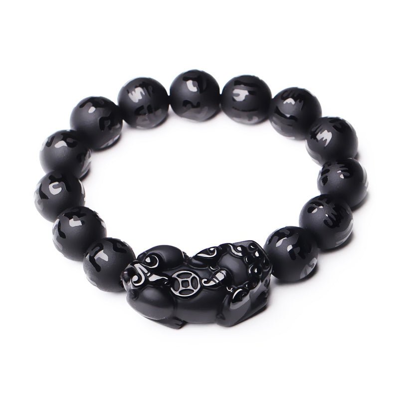 6 Words Pixiu Wealth Mantra Obsidian Bracelet