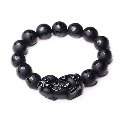6 Words Pixiu Wealth Mantra Obsidian Bracelet