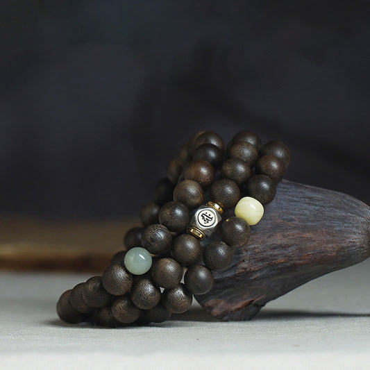 Buddha Stones 925 Sterling Silber Chinesisches Sternzeichen Natal Buddha Kalimantan Adlerholz Jade Bernstein 999 Gold Roter Achat Balance Armband