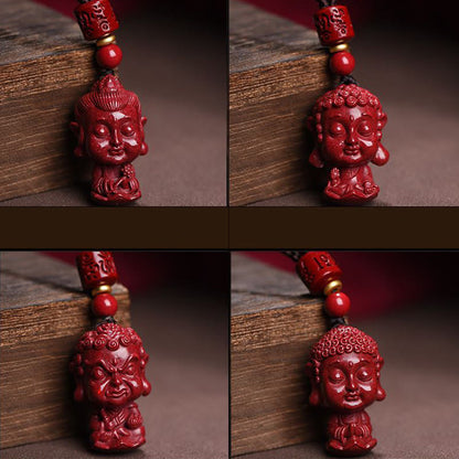 Collar con colgante de cinabrio natural con piedras de Buda del zodíaco chino para alejar los malos espíritus.