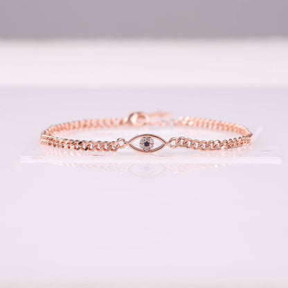 Dainty Cuban Link Chain Evil Eye Bracelet