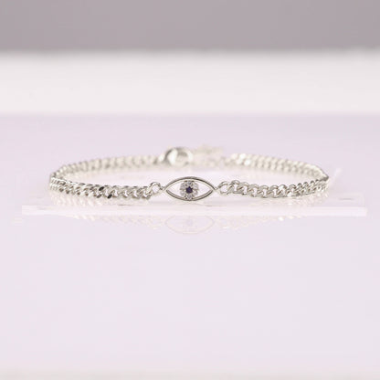 Dainty Cuban Link Chain Evil Eye Bracelet