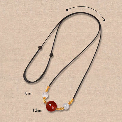 Pulsera de hilo trenzado con ojo de gato de ágata roja natural y piedras de Buda, collar y colgante 