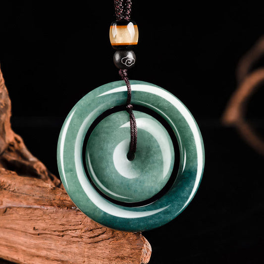 Buddha Steine ​​Natürliche Runde Jade Frieden Schnalle Glück Wohlstand Halskette Anhänger
