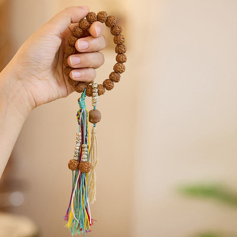 Pulsera tibetana de Rudraksha Bodhi con piedras de Buda y semillas de Bodhi.