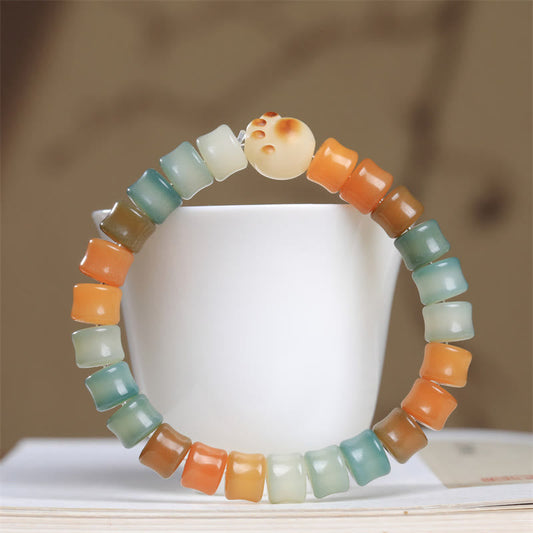 Buddha-Steine, buntes Bodhi-Samen-Armband mit Katzenpfote und Weisheit