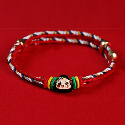 Buddha-Steine, buntes Seil, Zongzi-Muster, Fu-Charakter, Glück, handgefertigtes Armband 