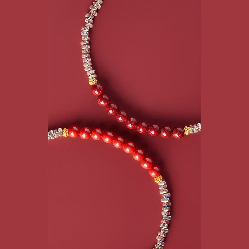 Pulsera de bendición con el símbolo Fu de cinabrio de Buda en plata de ley 925 