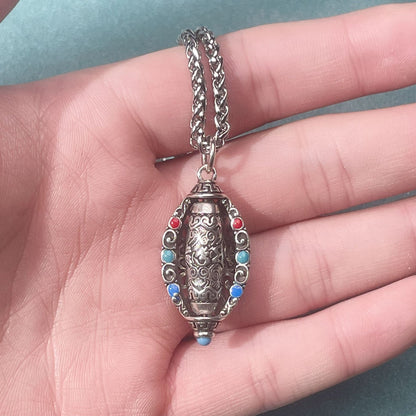 Collar con colgante giratorio de piedras de Buda tibetano Om Mani Padme Hum de pureza 