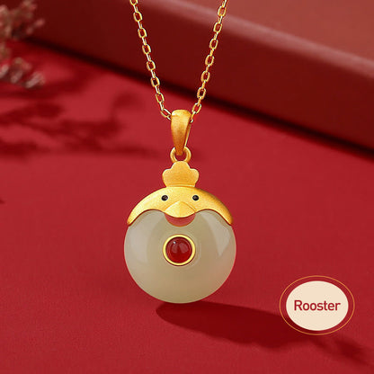 Collar con colgante de ágata roja y jade hetiano de Buda en plata de ley 925 con protección de la suerte del año del dragón y el zodiaco chino. 