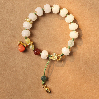 Pulsera de paz y armonía con cuentas de calabaza, semillas de bodhi naturales y piedras de Buda