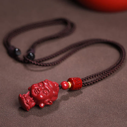 Collar con colgante de cinabrio natural con piedras de Buda del zodíaco chino para alejar los malos espíritus.