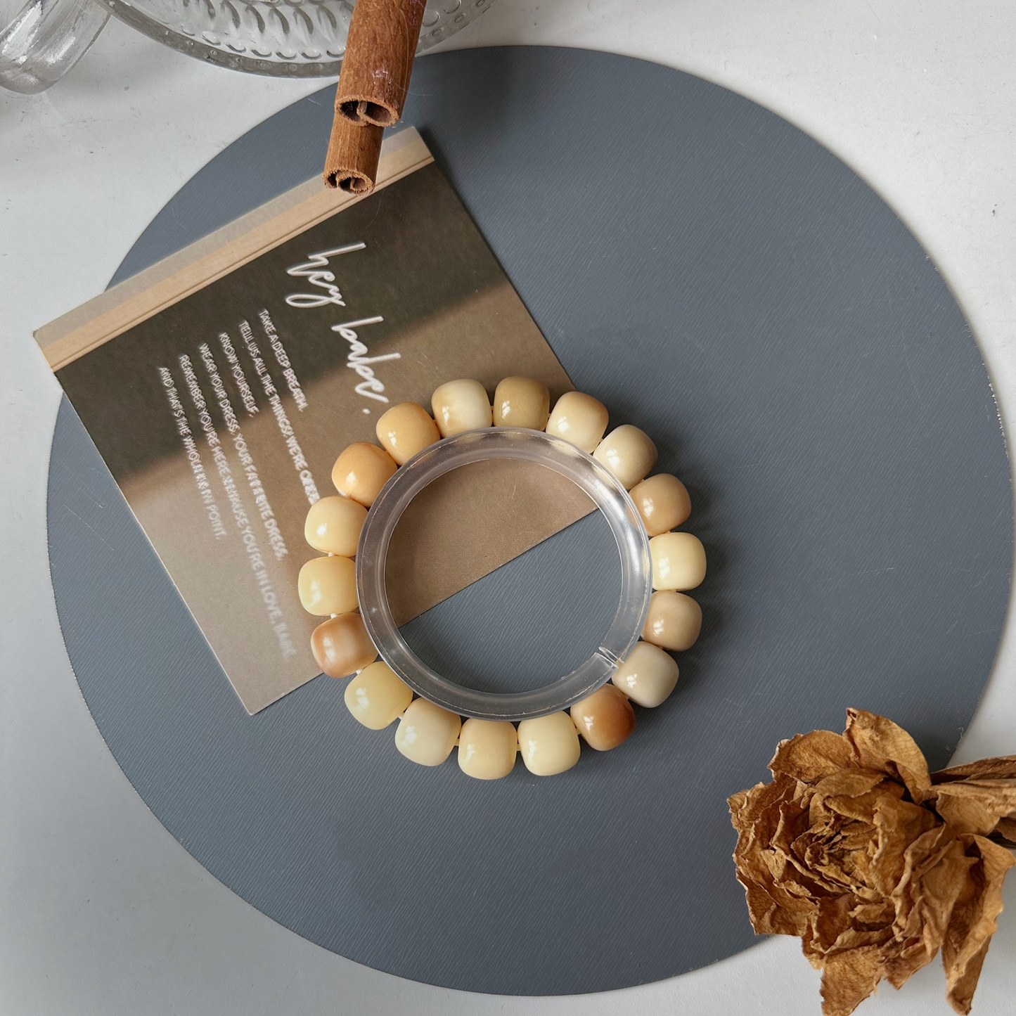 Pulsera Bodhi multicolor color café con leche de 12 mm (varios colores disponibles)