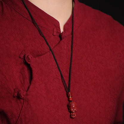 Collar con colgante de cinabrio natural con piedras de Buda del zodíaco chino para alejar los malos espíritus.