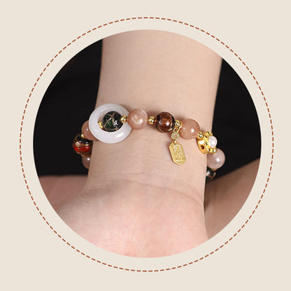 Pulsera con dijes de rueda de oración Om Mani Padme Hum, piedra de Buda, incienso tibetano, ceniza, vidrio Liuli, piedra Tridacna, piedra del sol