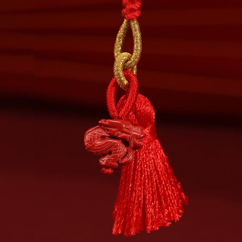 Cadena para el vientre de hilo rojo con bendición de dragón y cinabrio natural de piedras de Buda