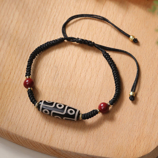 Pulsera de protección con cuentas Dzi tibetanas de nueve ojos, hecha a mano con piedras de Buda
