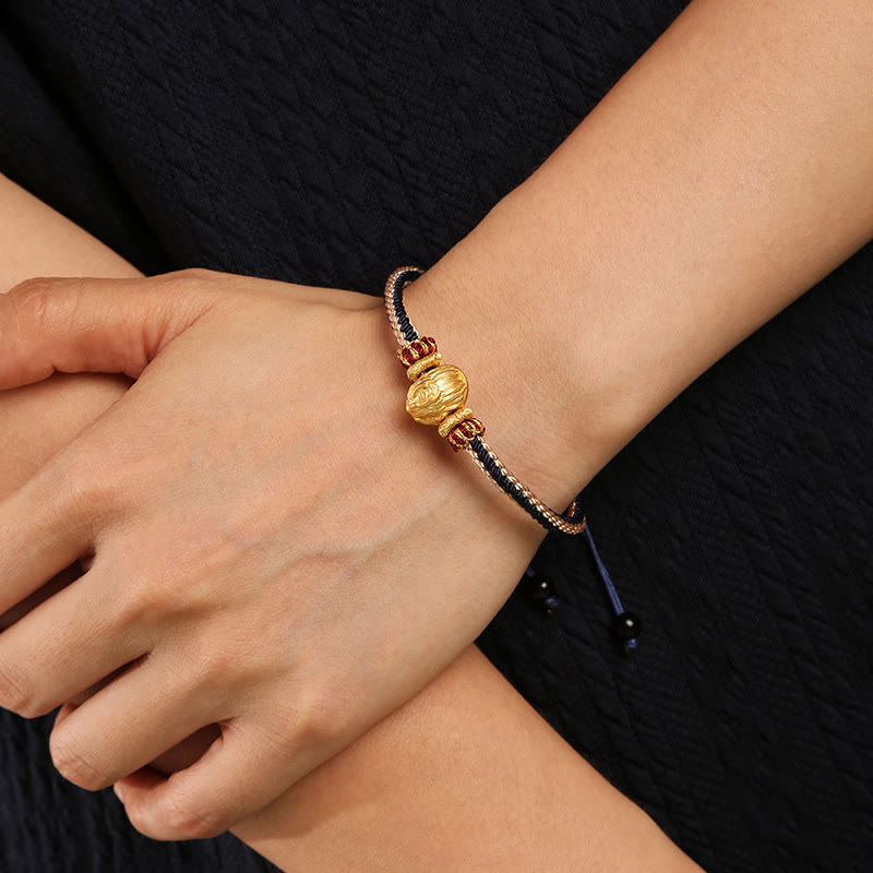 Buddha Stones 925 Sterling Silber Baby Drache Glück Stärke Handgefertigtes geflochtenes Armband