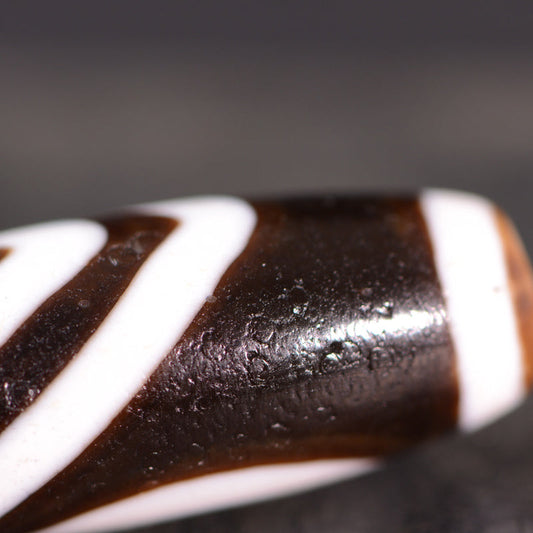 Tibetan Dzi Bead Pendant Agate Classic Black and White, Length 38mm Wide 12mm, Totem Random - Touch Bling