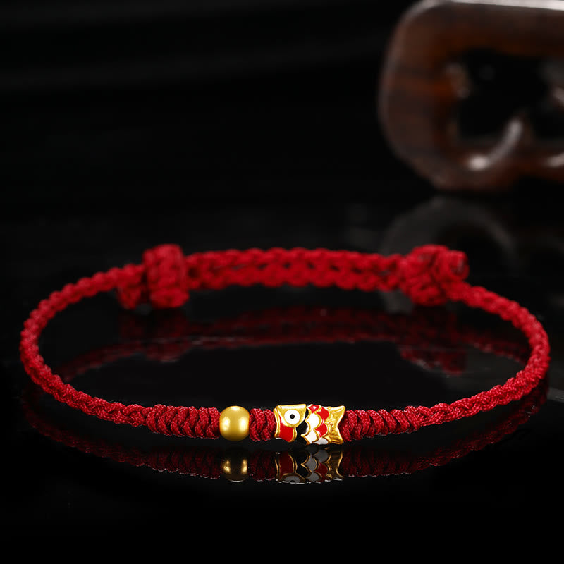 Buddha Stones 999 Gold Glück Koi Fisch Handgefertigtes geflochtenes Schnurarmband 