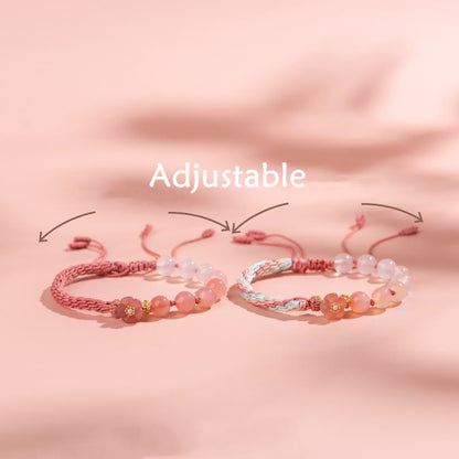 Buddha-Steine, natürlicher Farbverlauf-Achat, Reinkarnationsknoten, Pfirsichblüte, Reichtum, Glück, handgefertigtes Schnurarmband