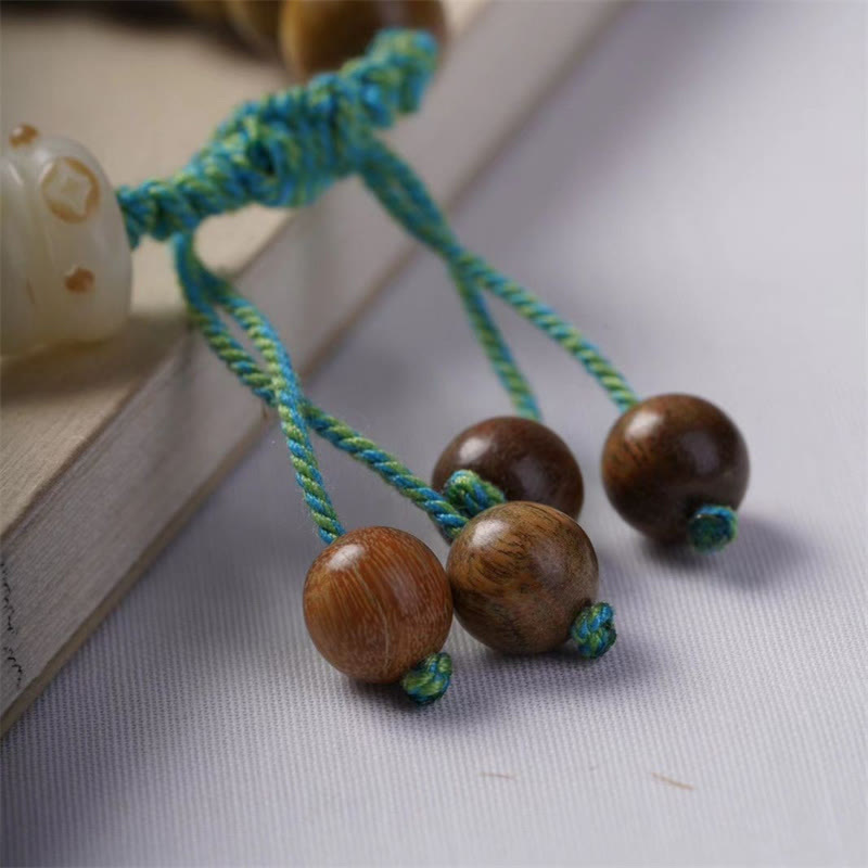 Pulsera positiva con semillas de bodhi de sándalo verde y piedras de Buda, gato de la suerte