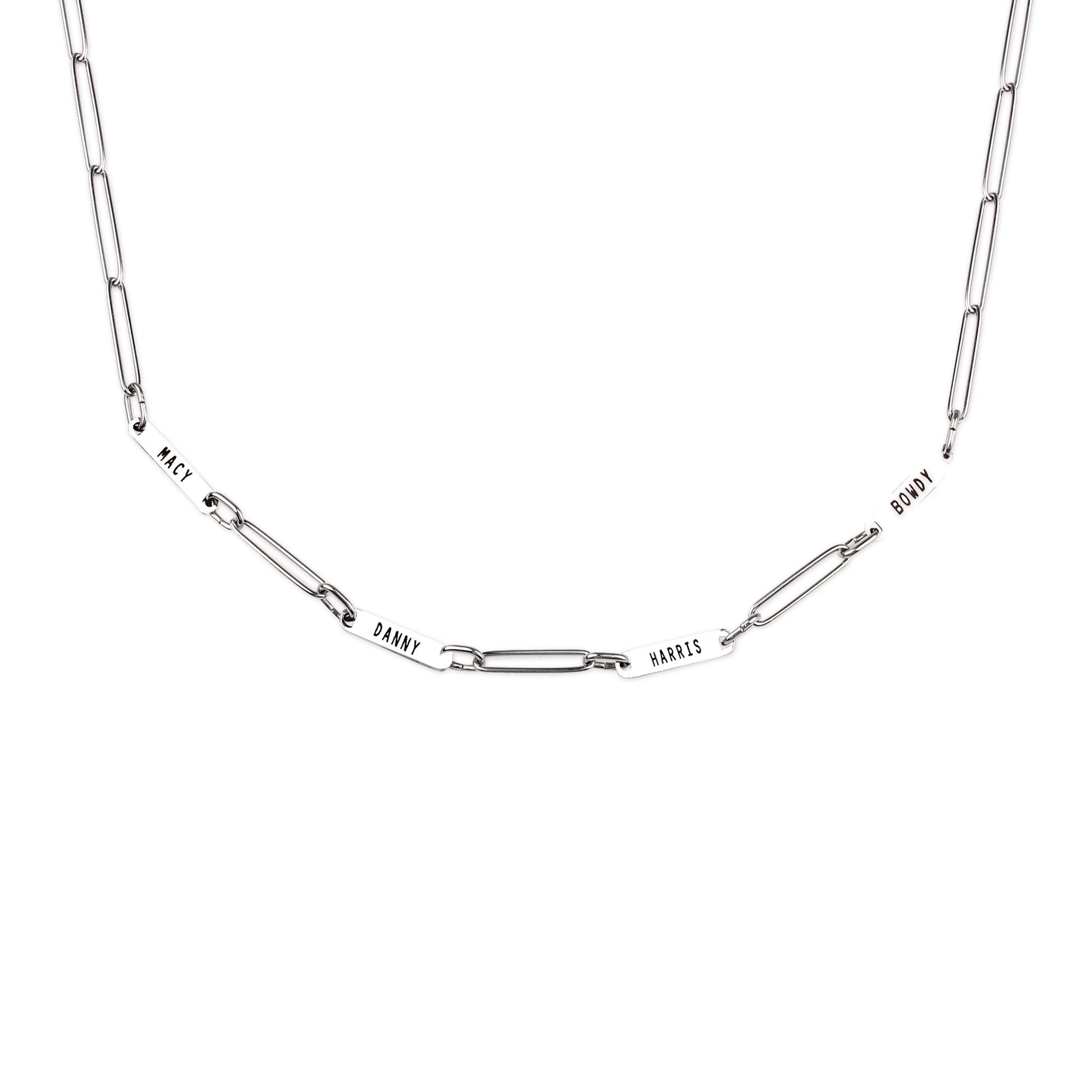 Paperclip Necklace With Personalized Names - Touch Bling