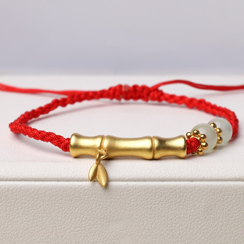 Pulsera trenzada con diseño de bambú y piedras de Buda para la suerte y la fuerza 
