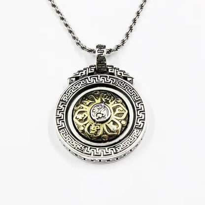 Collar con colgante de piedra de Buda tibetano Om Mani Padme Hum, doble dorje, vajra, giratorio, pureza y paz. 