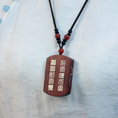 Buddha Stones 999 Sterling Silber Ebenholz Rotes Sandelholz Yin Yang Bagua Balance Halskette Anhänger