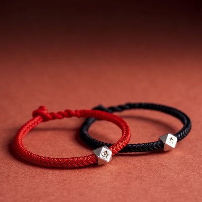 Pulsera trenzada con piedras de Buda en plata de ley 925, hecha a mano, con el zodíaco chino y la protección de la suerte.