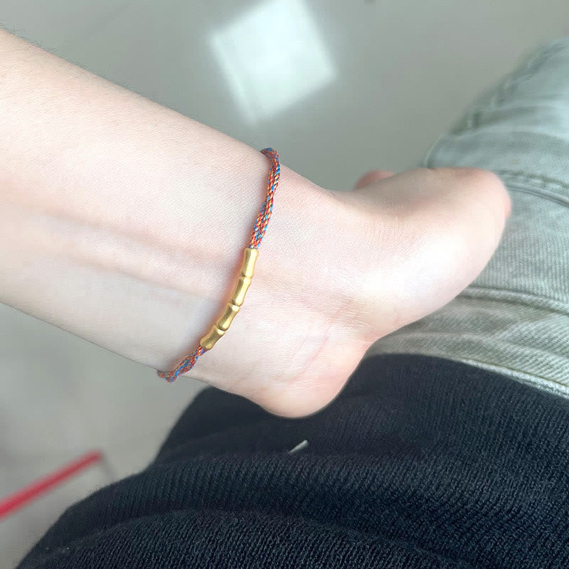 Pulsera trenzada multicolor hecha a mano con piedras de Buda en plata de ley 925 con diseño de bambú y la suerte. 