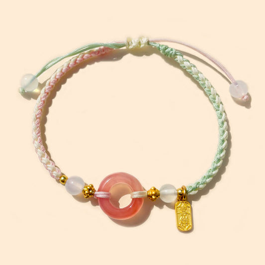 Buddha-Steine ​​Frieden und Freude Achat Frieden Schnalle Glückverheißende handgemachte geflochtene Armband