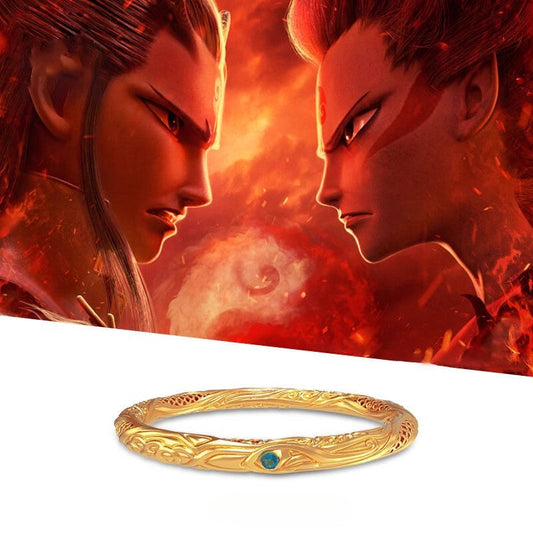 Nezha's Magic Circle Bracelet – Unisex Golden-Plated Bangle for Couples - Touch Bling