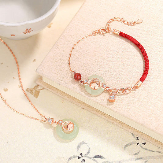 Pulsera con colgante de plata de ley 925 con piedras de Buda y jade hetiano natural del año del dragón, hebilla de paz y protección. 