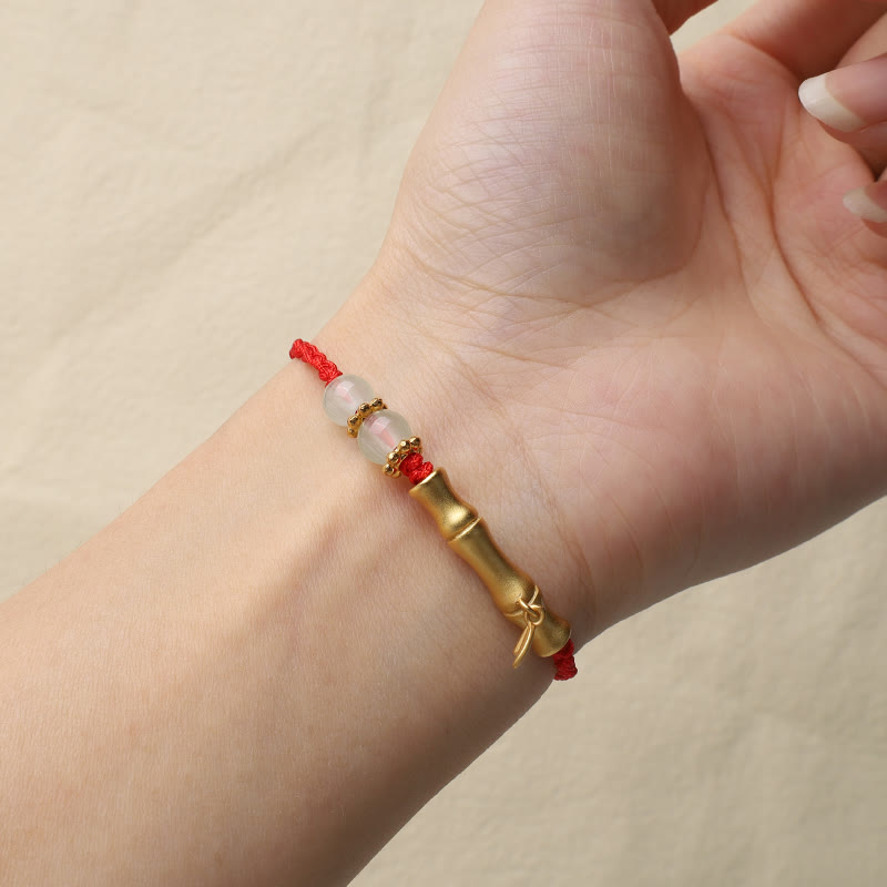 Pulsera trenzada con diseño de bambú y piedras de Buda para la suerte y la fuerza 