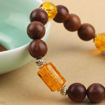Buddha-Steine, natürliches Phoebe Zhennan-Holz, Om Mani Padme Hum, Gott des Reichtums, Kristall-Schutzarmband