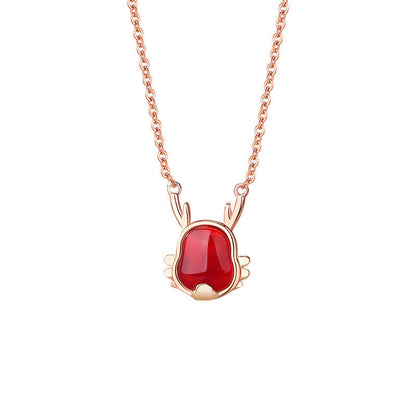 Buddha Stones 925 Sterling Silver Year of the Dragon Natural Red Agate Dragon Attract Fortune Fu Character Strength Bracelet Necklace Pendant Earrings