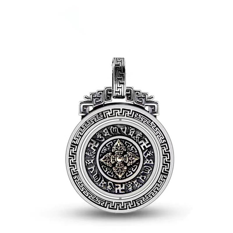 Collar con colgante de piedra de Buda tibetano Om Mani Padme Hum, doble dorje, vajra, giratorio, pureza y paz. 