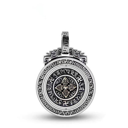 Collar con colgante de piedra de Buda tibetano Om Mani Padme Hum, doble dorje, vajra, giratorio, pureza y paz. 