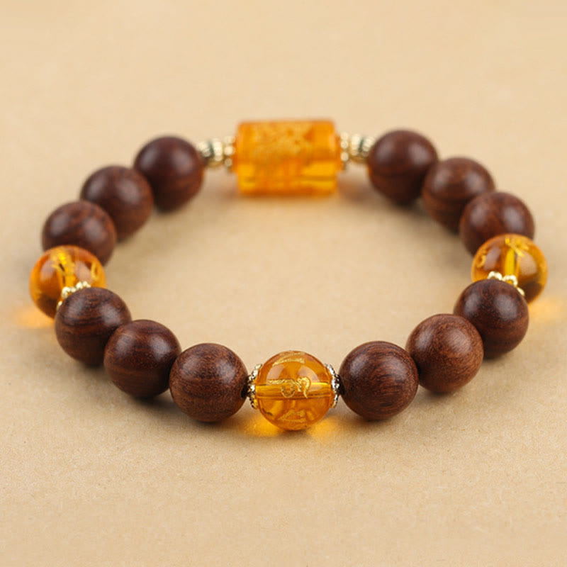 Buddha-Steine, natürliches Phoebe Zhennan-Holz, Om Mani Padme Hum, Gott des Reichtums, Kristall-Schutzarmband