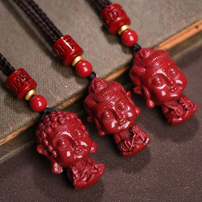 Collar con colgante de cinabrio natural con piedras de Buda del zodíaco chino para alejar los malos espíritus.