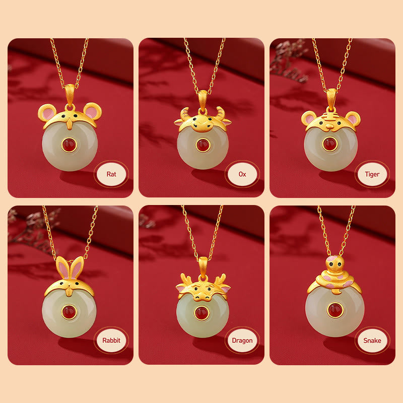 Collar con colgante de ágata roja y jade hetiano de Buda en plata de ley 925 con protección de la suerte del año del dragón y el zodiaco chino. 