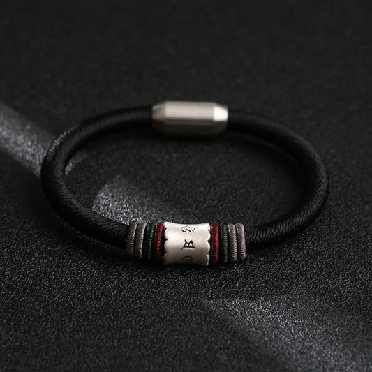 Armband mit magnetischer Schnalle von Buddha Stones, 999 Sterlingsilber, Om Mani Padme Hum, Peace
