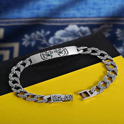 Pulsera de cadena de cobre con diseño floral de la dinastía Tang y piedras de Buda