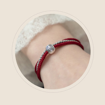 Pulsera de cuerda con piedras de Buda en plata de ley 925, con la diosa de la riqueza y la suerte del zakiram tibetano.