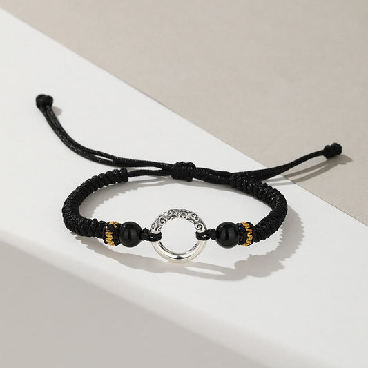 Buddha Stones 925 Sterling Silber Peace Schnalle Glücksverheißende Wolken Glück Geflochtenes Armband