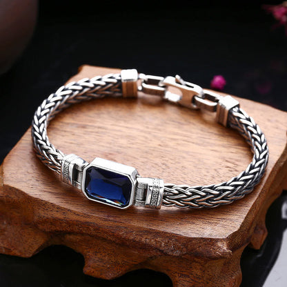 Pulsera con hebilla de riqueza curativa con diseño trenzado de quilla de dragón acrílico azul retro de Buda 