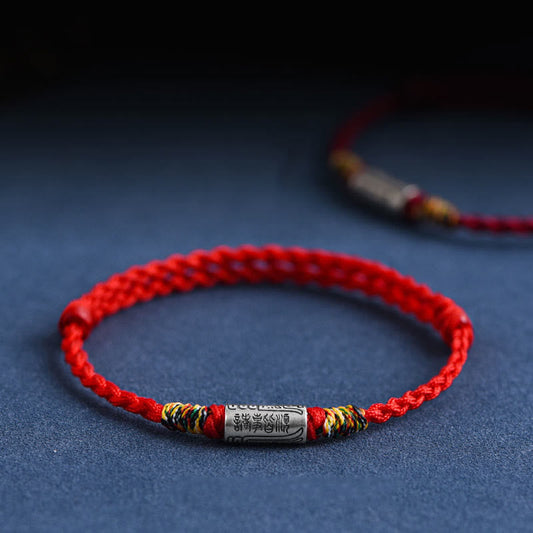 Pulsera tobillera de protección y fuerza con diseño "Todo va bien" de Buddha Stones, hecha a mano en plata de ley 925. 